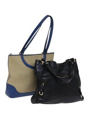 BALLY Shoulder Bag Canvas Leather 2 Set Beige Black